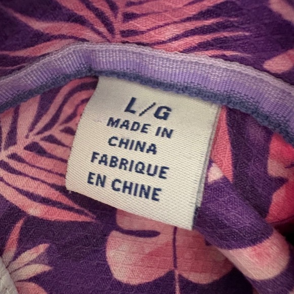 Tommy Bahama IslandZone Monstera Men LRG Purple Pink Silk Poly Coolmax Tropical - Picture 4 of 13